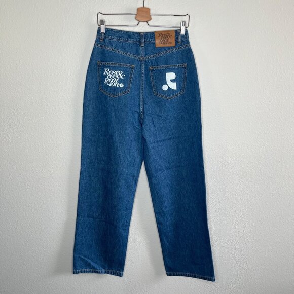 Rest & Recreation Womens High-Waisted Straight-Leg Baggy Denim Jeans Size 2 kpop - Picture 2 of 10